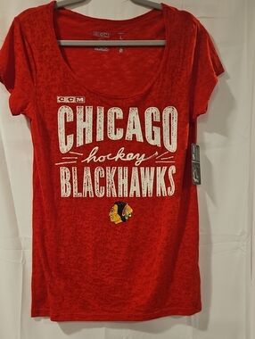 CCM Red Chicago Blackhawks Scoop Neck Fan Tee